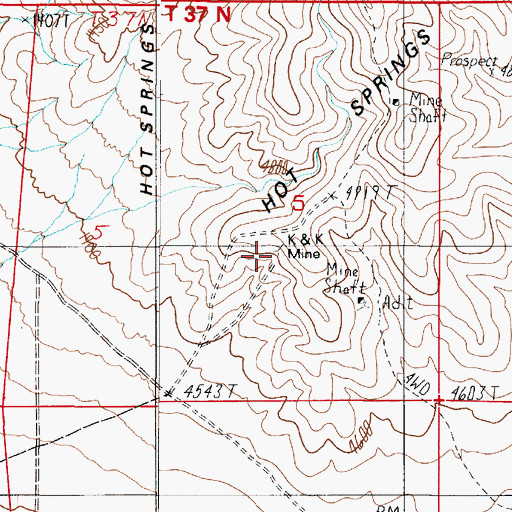 Topographic Map of K and K Mine, NV