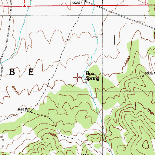 Topographic Map of Box Spring, NV