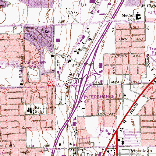 Topographic Map of Interchange 45, NV