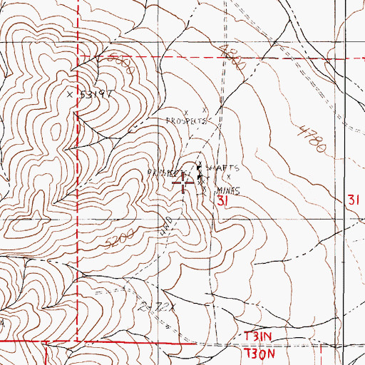 Topographic Map of Amonett and Frank Mine, NV