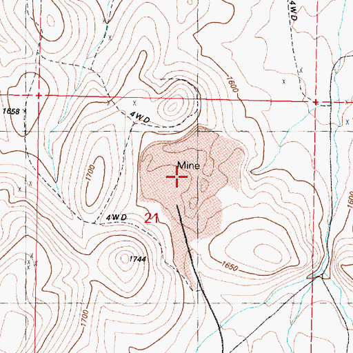 Topographic Map of Horseshoe Basin Mine, NV