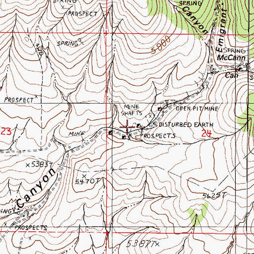 Topographic Map of Barber Canyon Mine, NV