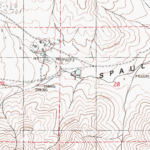 Topographic Map of Spaulding Canyon Mines, NV