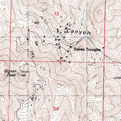 Topographic Map of Sure Thing Mine, NV