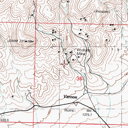 Topographic Map of Holiday Mine, NV