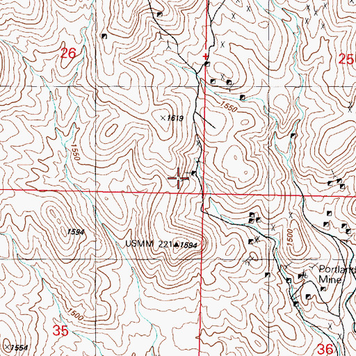 Topographic Map of Womens Right Group Mine, NV