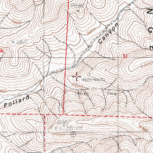 Topographic Map of Pollard Canyon Mine, NV