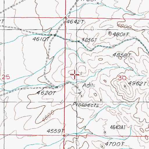 Topographic Map of Vulture Mine, NV