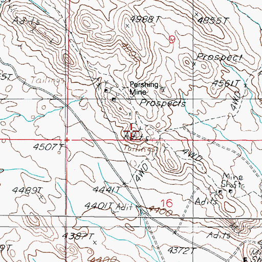 Topographic Map of Lori Mine, NV