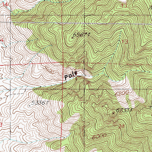 Topographic Map of Pole Canyon Mine, NV