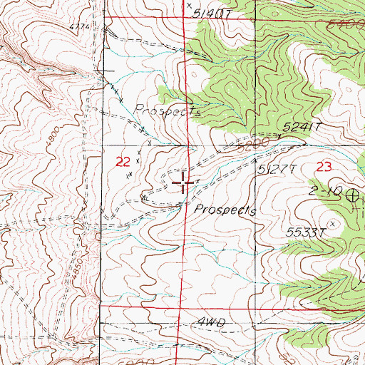 Topographic Map of Antelope Canyon Mine, NV