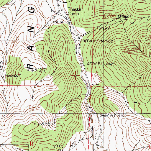 Topographic Map of Thacker Mine, NV