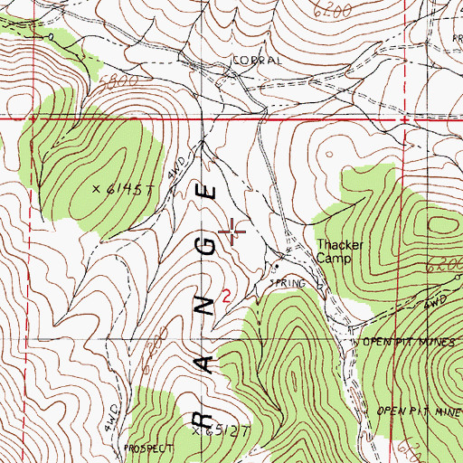 Topographic Map of Willow Creek Mines, NV
