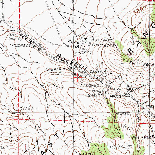 Topographic Map of Rockhill Canyon Mines, NV