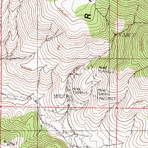 Topographic Map of Henrietta Mine, NV