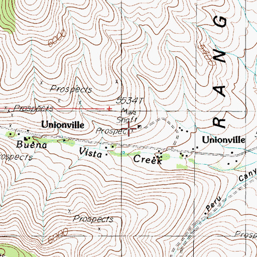 Topographic Map of Buena Vista Canyon Mine, NV