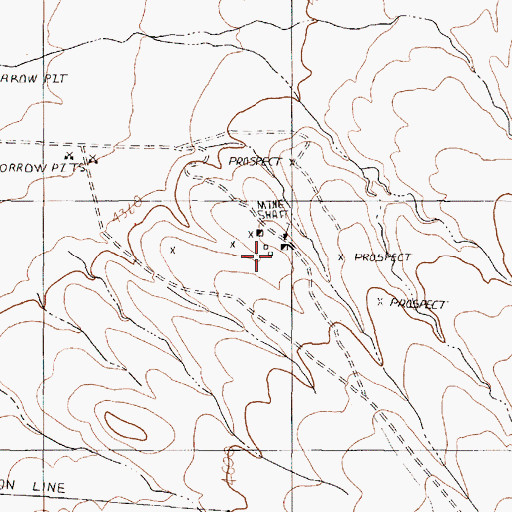 Topographic Map of Freckles Mine, NV