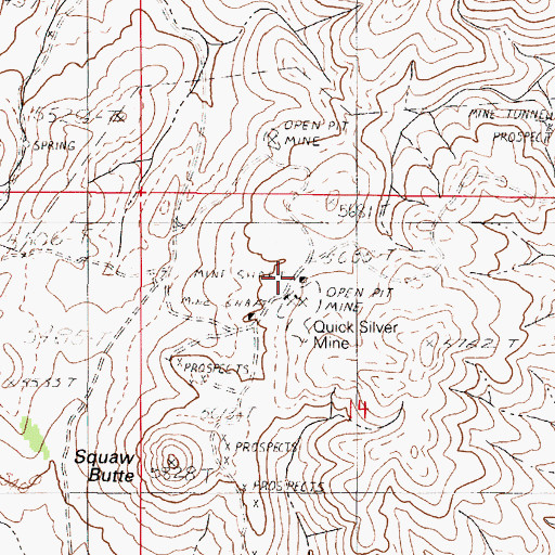 Topographic Map of Goldbanks Quicksilver Mine, NV