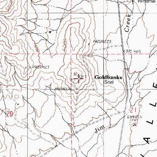 Topographic Map of Goldbanks Merger Mines, NV
