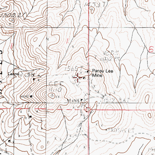 Topographic Map of Nevada Consolidated Mine, NV