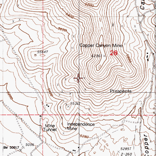 Topographic Map of Big Nugget Mine, NV
