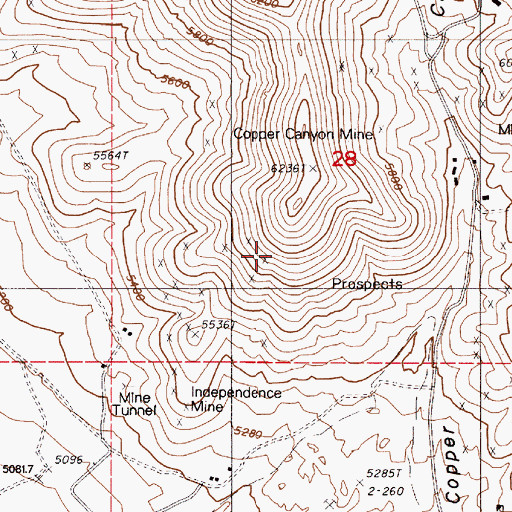Topographic Map of D and E Mine, NV