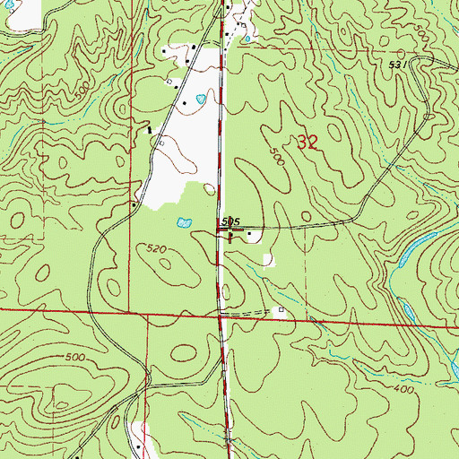 Topographic Map of KMTB-FM (Murfreesboro), AR