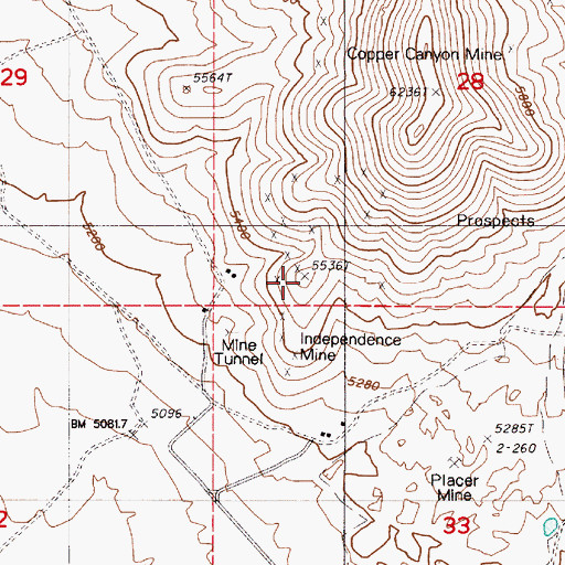 Topographic Map of Sunrise Fraction Mine, NV