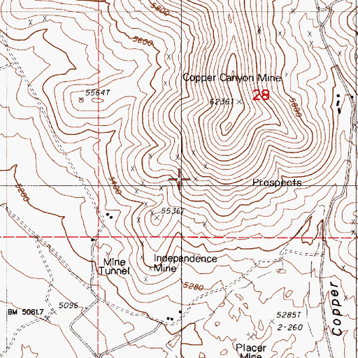 Topographic Map of Gold Crown Placer Mine, NV