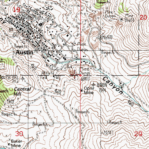 Topographic Map of Brannan Mine, NV