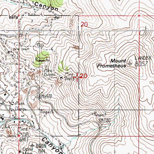 Topographic Map of Austin Silver Mine, NV