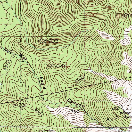 Topographic Map of Gold Park Mine, NV