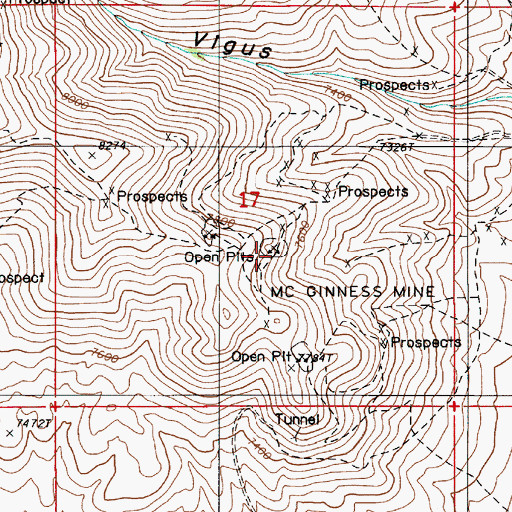 Topographic Map of Green Tree Mine, NV