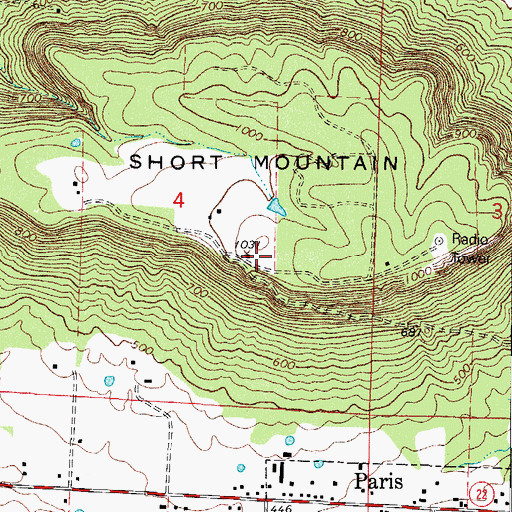 Topographic Map of KCCL-FM (Paris), AR