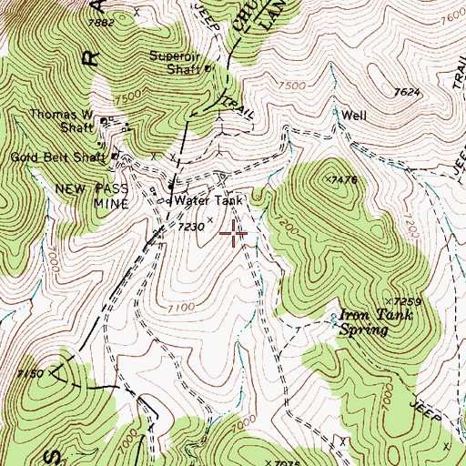 Topographic Map of Happy Days Mine, NV