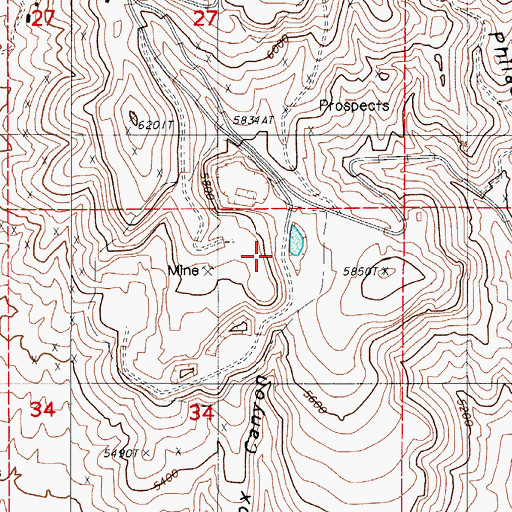 Topographic Map of Henry Mine, NV
