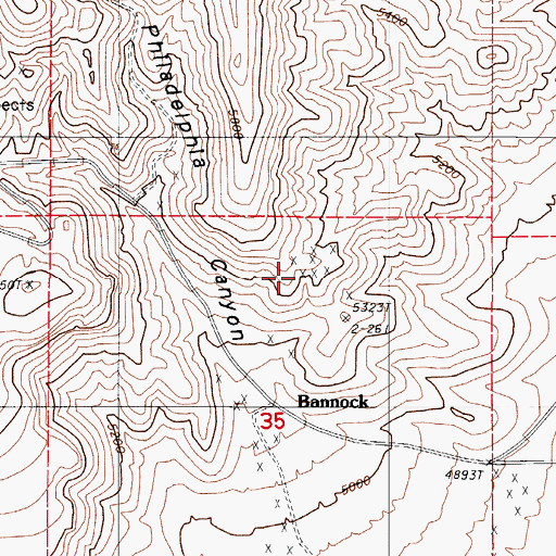 Topographic Map of Nevada-Omaha Mine, NV