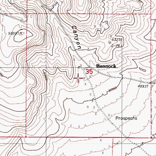 Topographic Map of Wabash Mine, NV