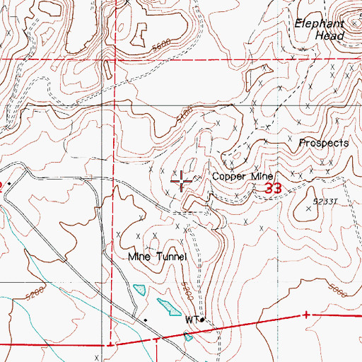 Topographic Map of Copper Prize Mine, NV