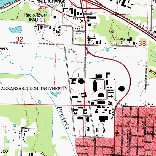Topographic Map of KXRJ-FM (Russellville), AR