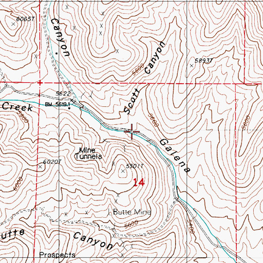 Topographic Map of Galena Mine, NV