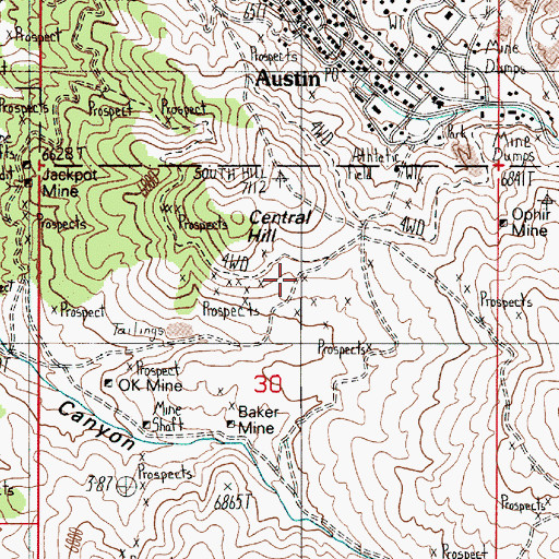 Topographic Map of Austin Dakota Mine, NV