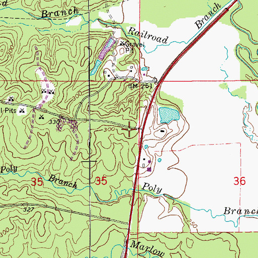 Topographic Map of KXIX-FM (Sheridan), AR