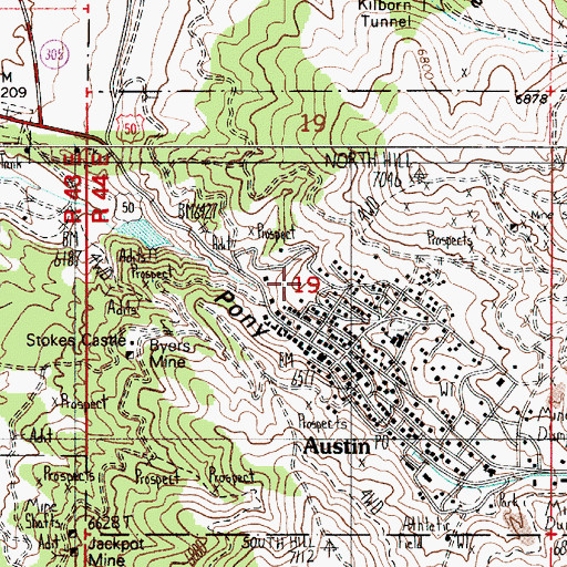 Topographic Map of Wilder Mine, NV