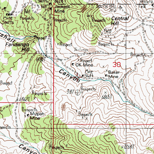 Topographic Map of Whitlach Mine, NV