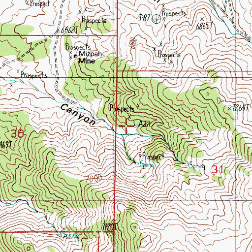 Topographic Map of Hardy and Dickman Mine, NV