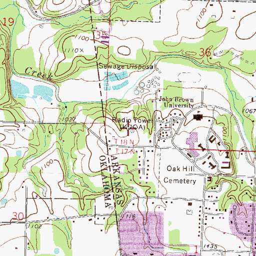 Topographic Map of KLRC-FM (Siloam Springs), AR