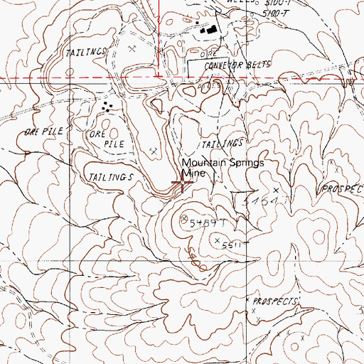 Topographic Map of Mountain Springs Mining Area, NV