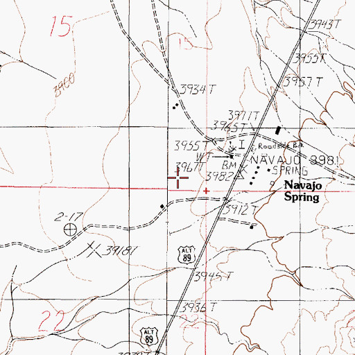 Topographic Map of Navajo Springs, AZ