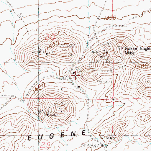 Topographic Map of Yellow Jacket Mine, NV